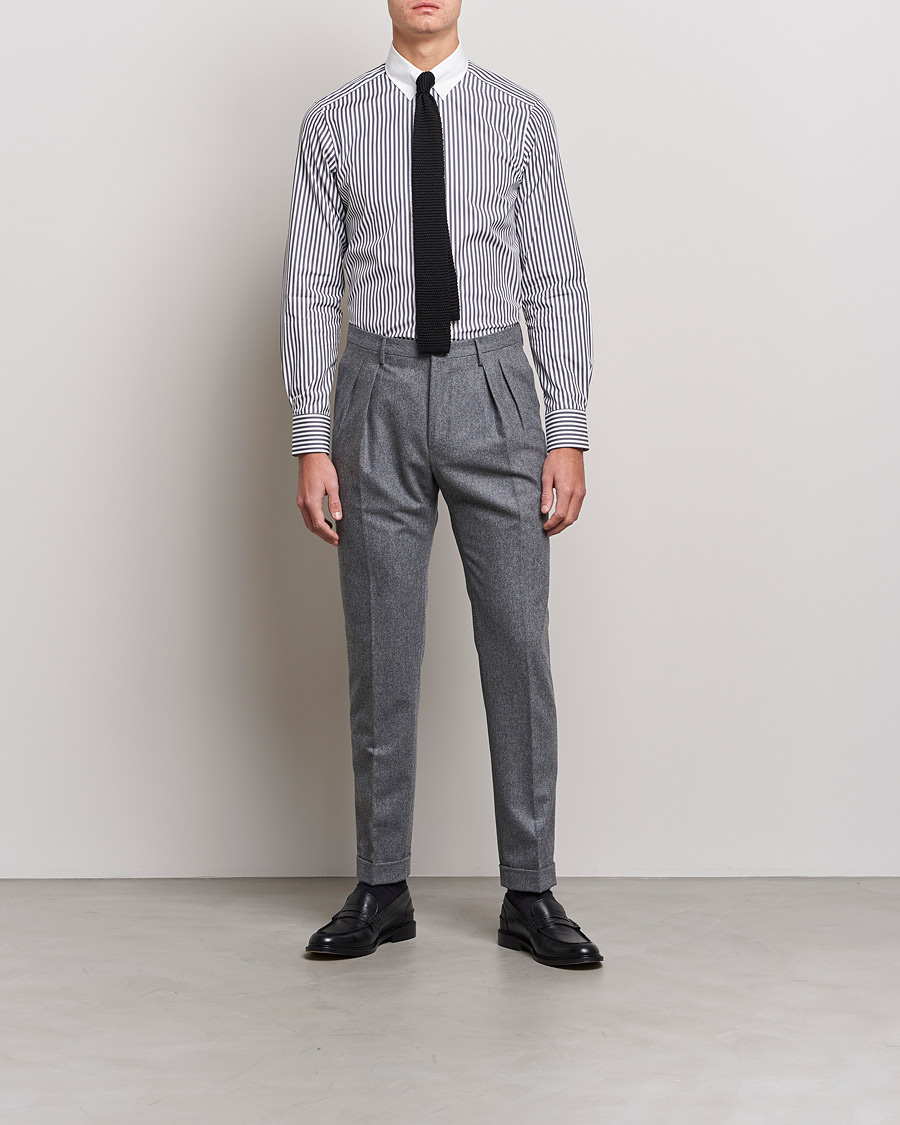 Men | Business Shirts | Beams F | Tab Collar Dress Shirt Grey/White