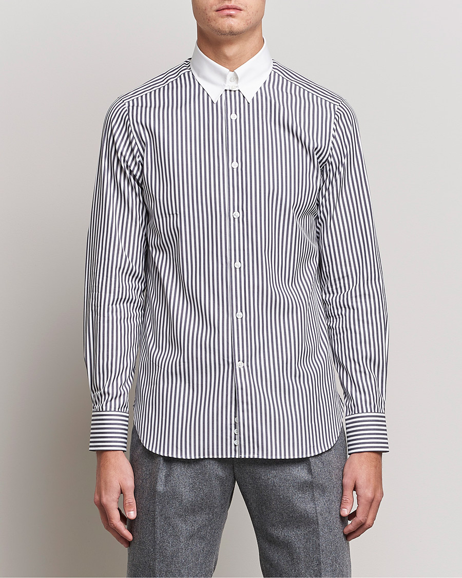 Men | Shirts | Beams F | Tab Collar Dress Shirt Grey/White