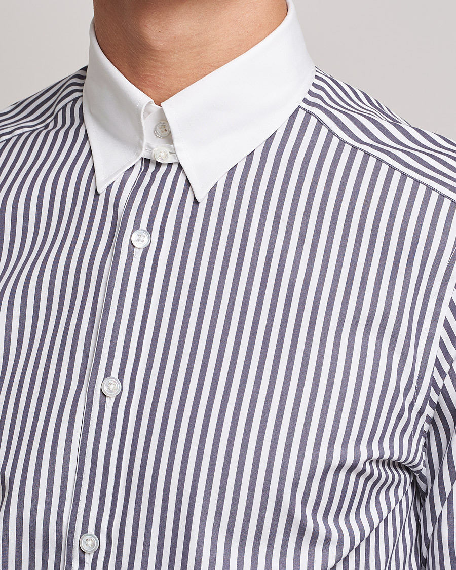 Men | Shirts | Beams F | Tab Collar Dress Shirt Grey/White