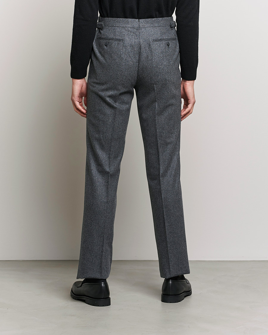 Men | Trousers | Beams F | Pleated Flannel Trousers Dark Grey