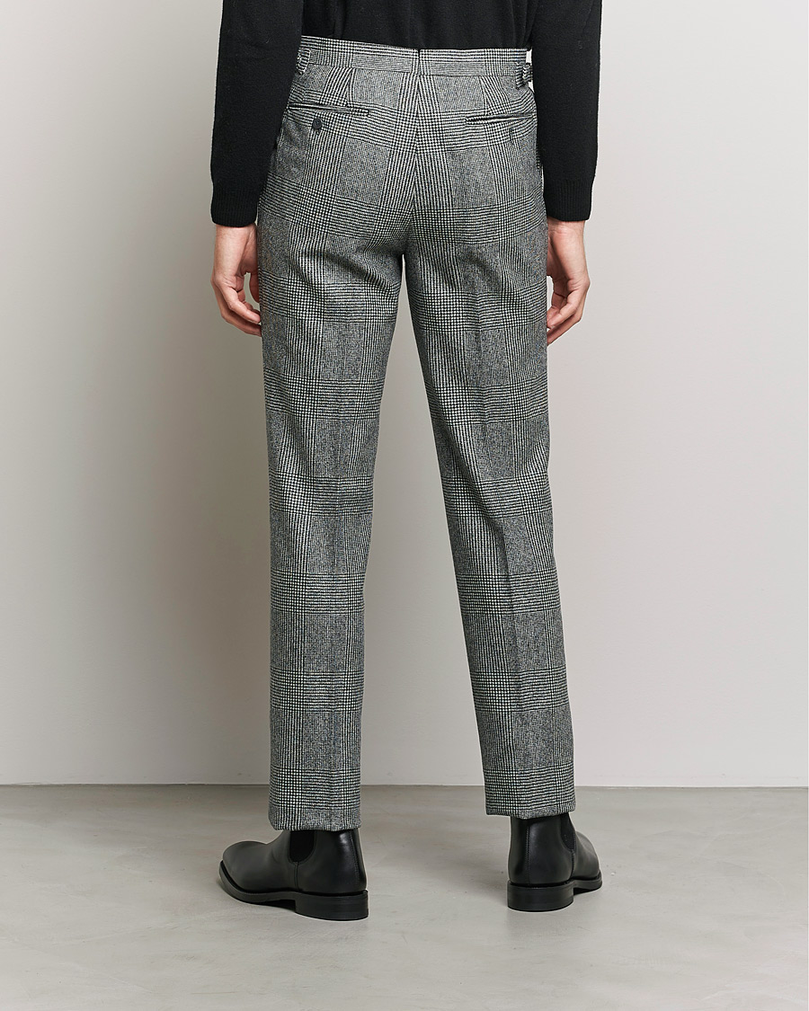 Men | Trousers | Beams F | Pleated Flannel Trousers Grey Check