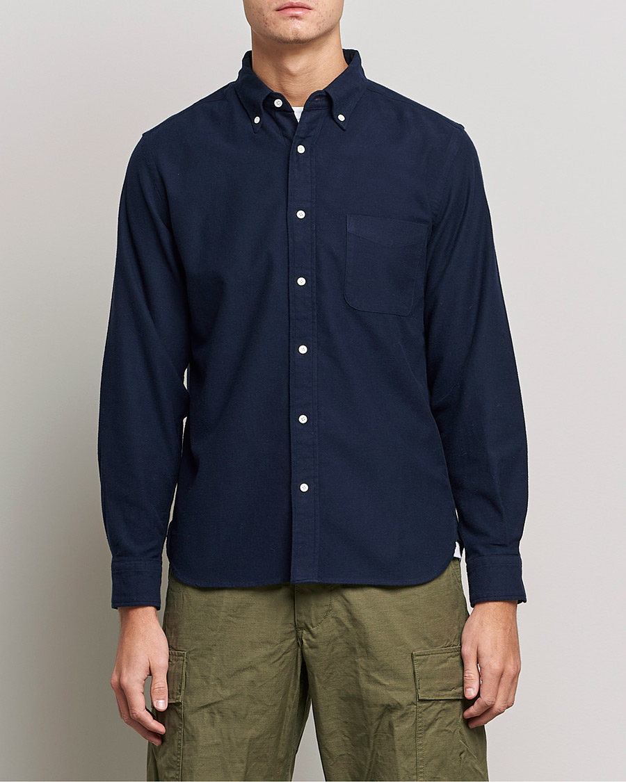 Men | Flannel Shirts | BEAMS PLUS | Flannel Button Down Shirt Navy