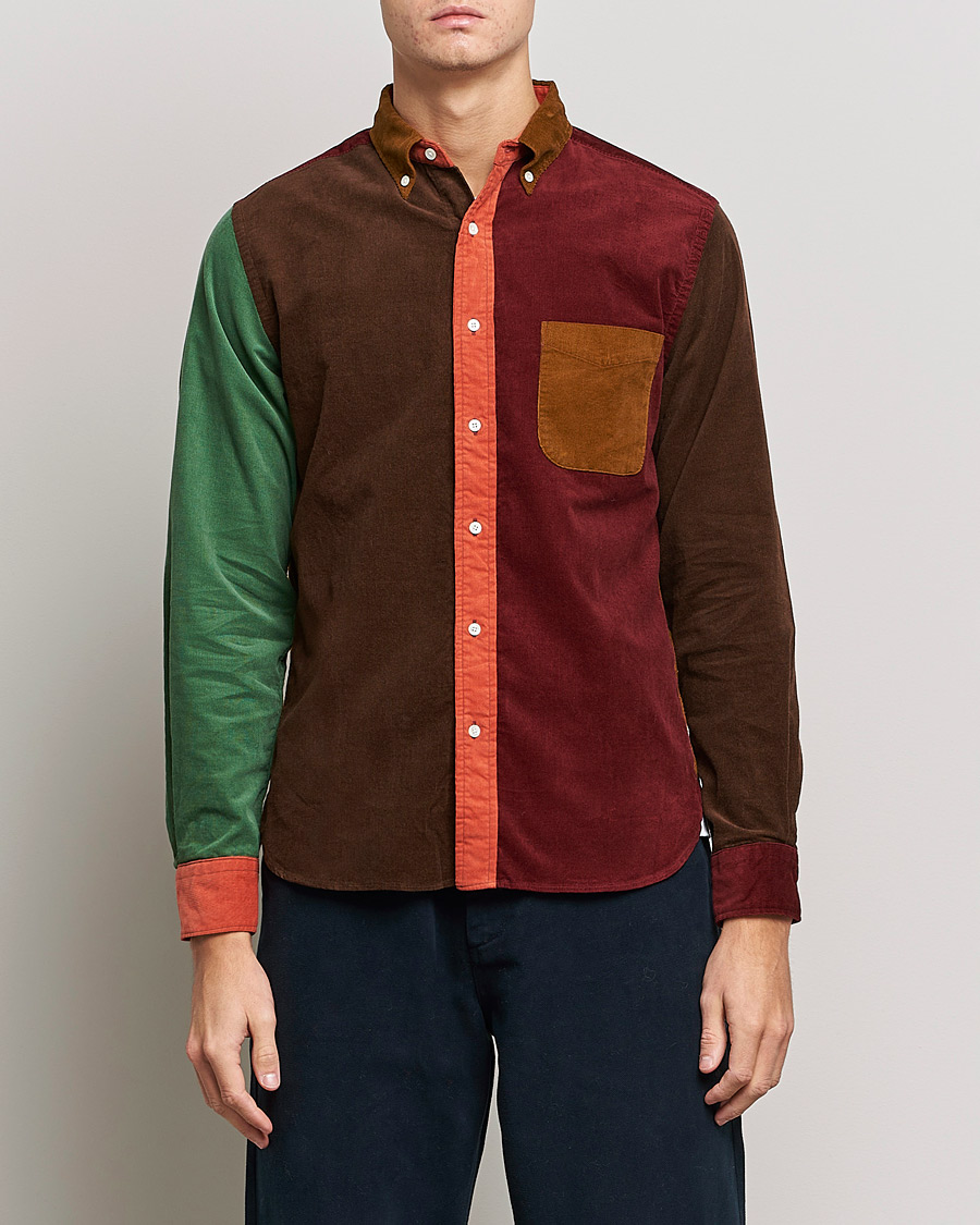 Men | Shirts | BEAMS PLUS | Corduroy Panel Button Down Shirt Golden Brown