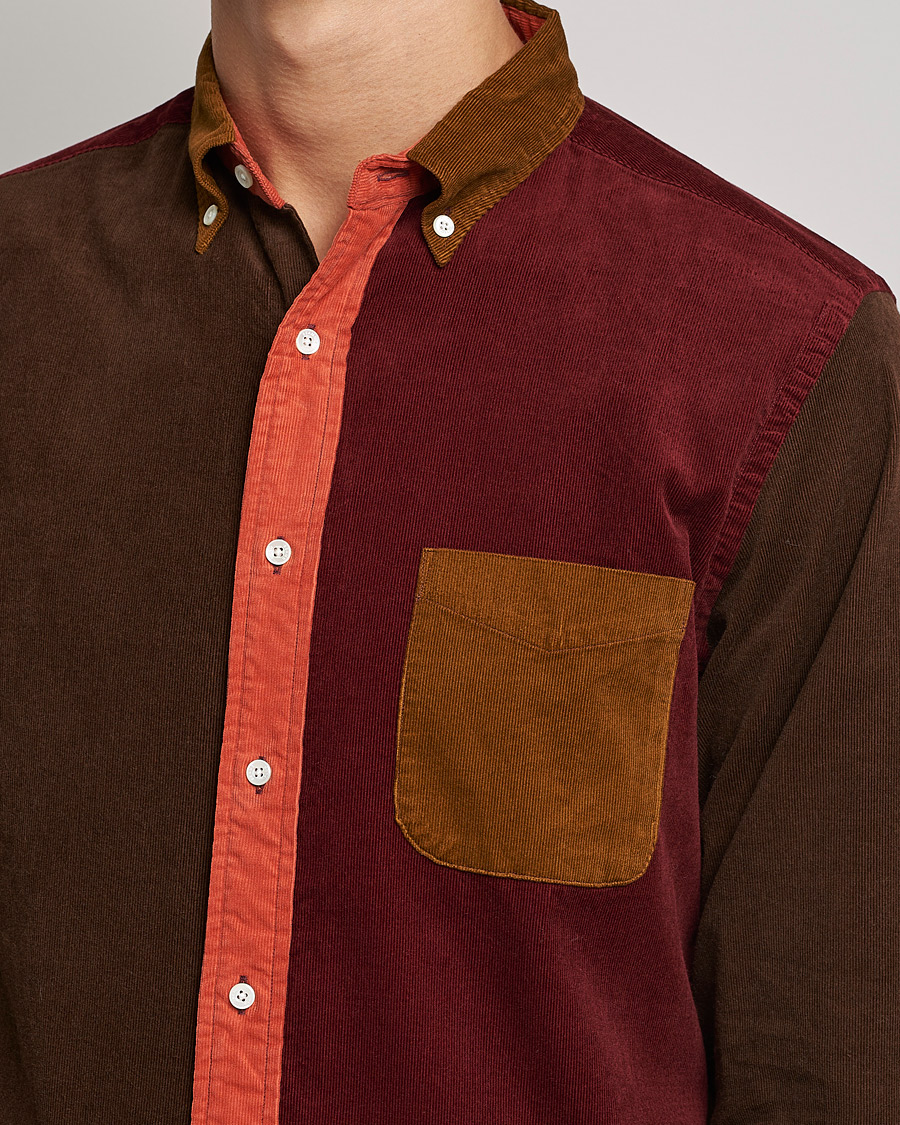 Men | Shirts | BEAMS PLUS | Corduroy Panel Button Down Shirt Golden Brown