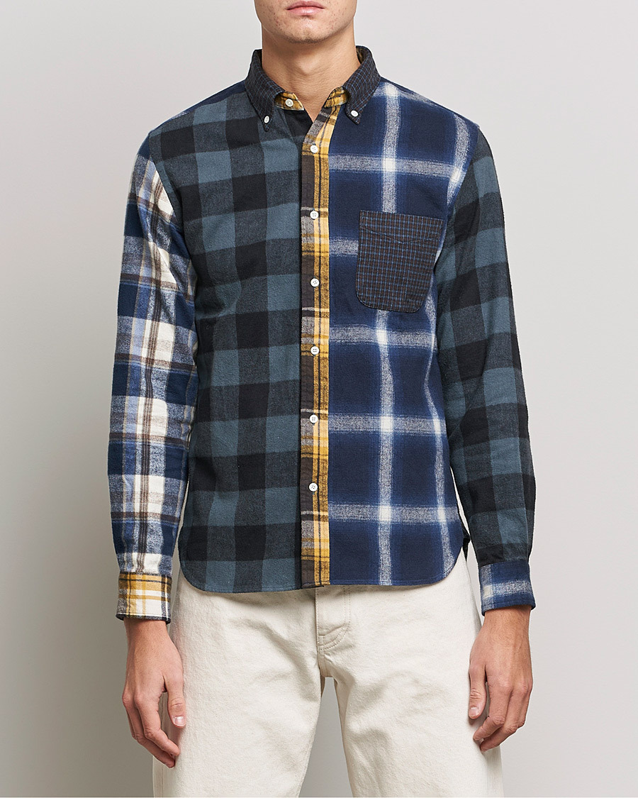 Men | Casual | BEAMS PLUS | Flannel Panel Button Down Shirt Navy Check