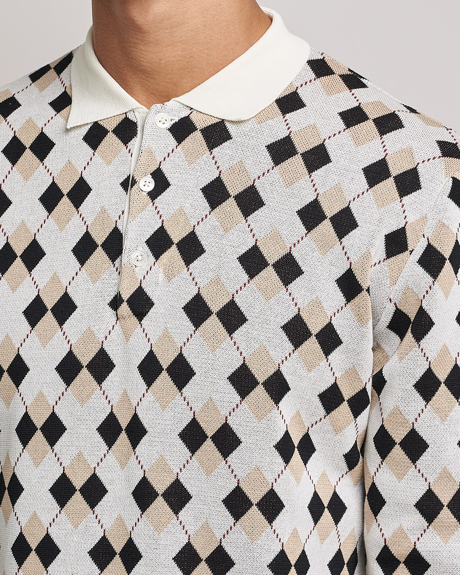 Louis Vuitton Black And Gray Check Pattern With Yellow Logo Polo
