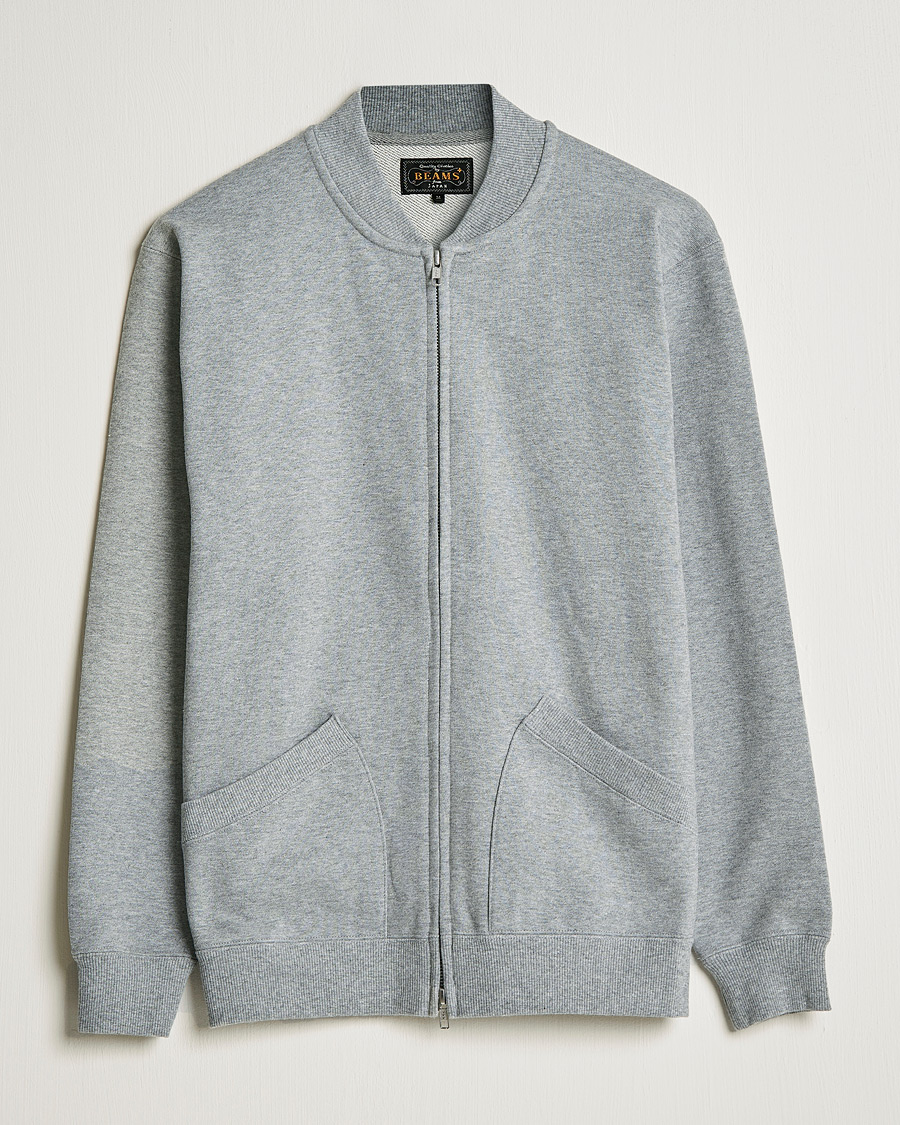 Men | Sweaters & Knitwear | BEAMS PLUS | Sweat Zip Cardigan Light Grey