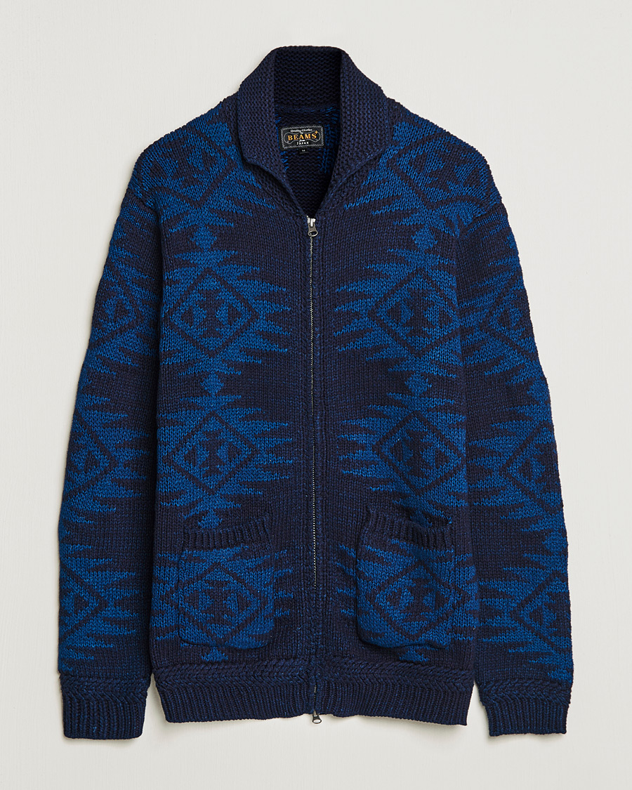Men | Sweaters & Knitwear | BEAMS PLUS | Cowichan Cardigan Navy