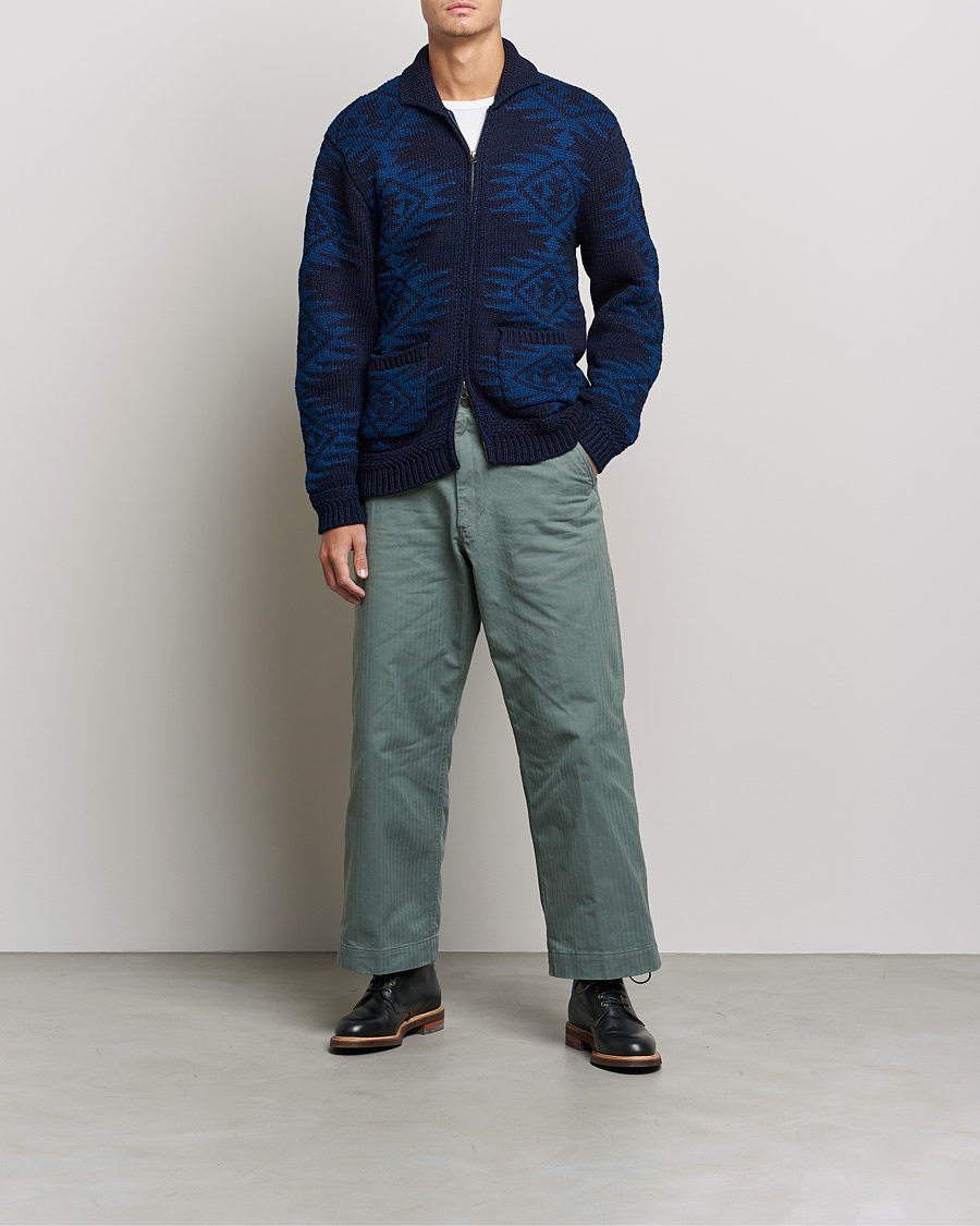 Men | Sweaters & Knitwear | BEAMS PLUS | Cowichan Cardigan Navy