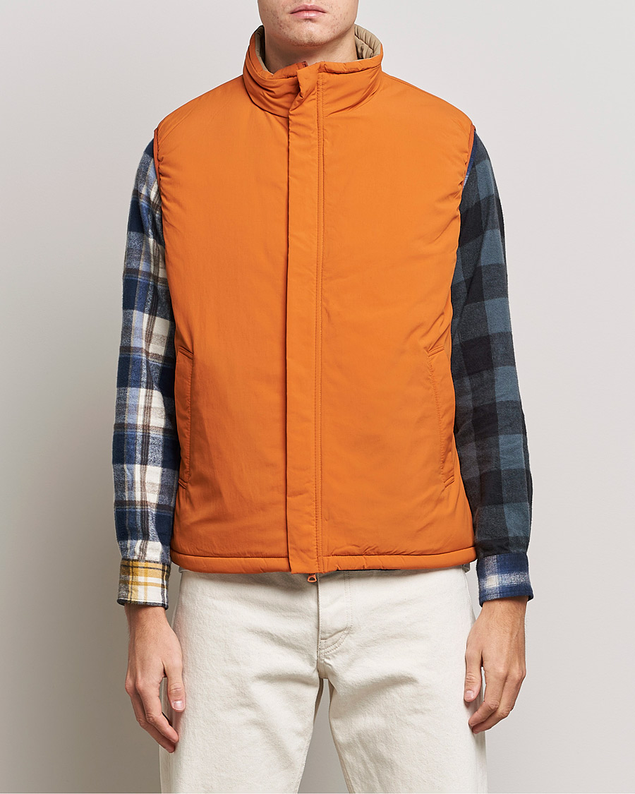 BEAMS PLUS MIL Puffer Vest Orange at CareOfCarl.com