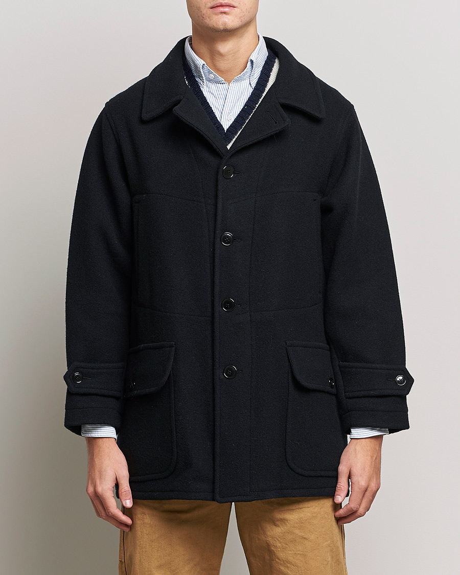 BEAMS PLUS Heavy Melton Hunting Coat Navy at CareOfCarl.com