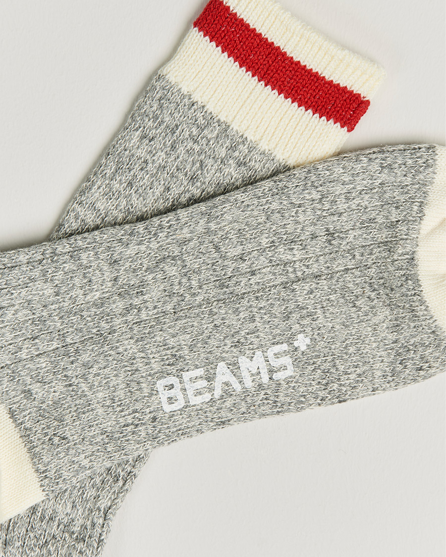 Men |  | BEAMS PLUS | Rag Socks Grey/Red
