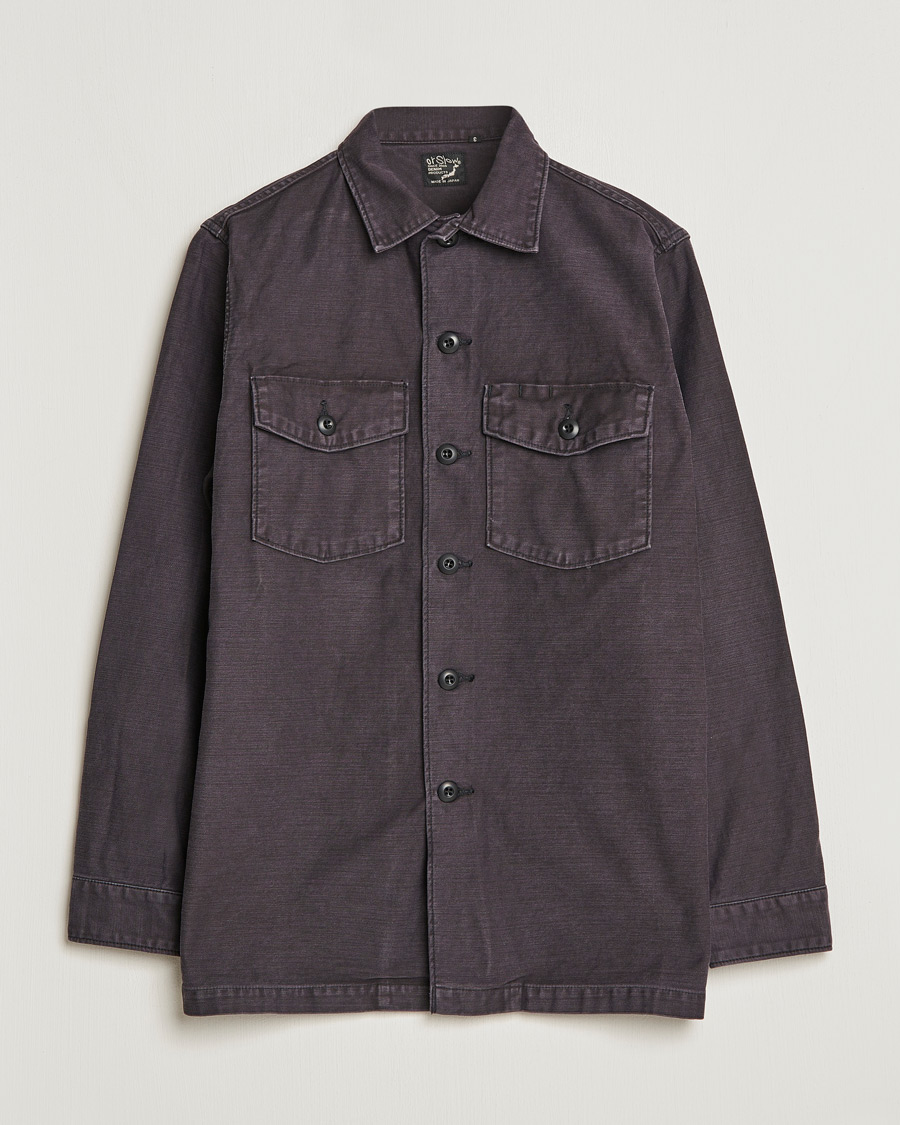 Men | Shirts | orSlow | Cotton Sateen US Army Overshirt Black