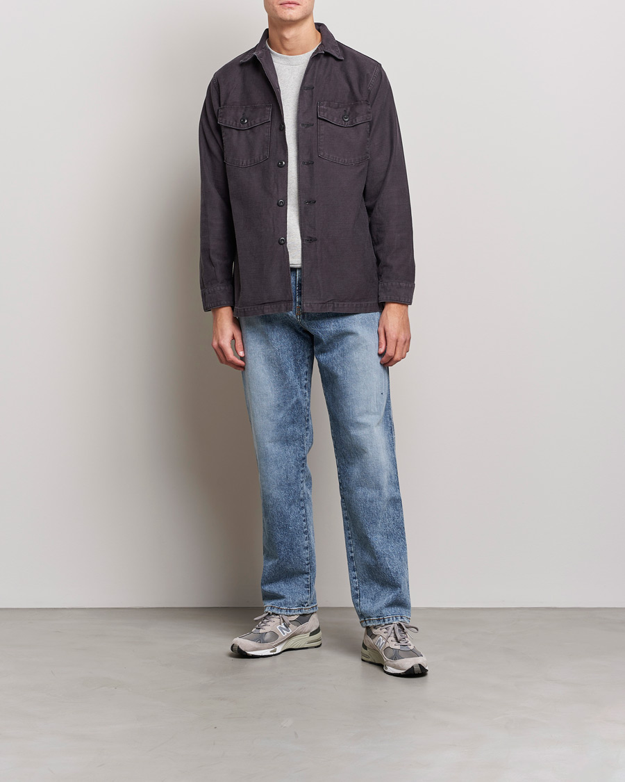 Men | Shirts | orSlow | Cotton Sateen US Army Overshirt Black