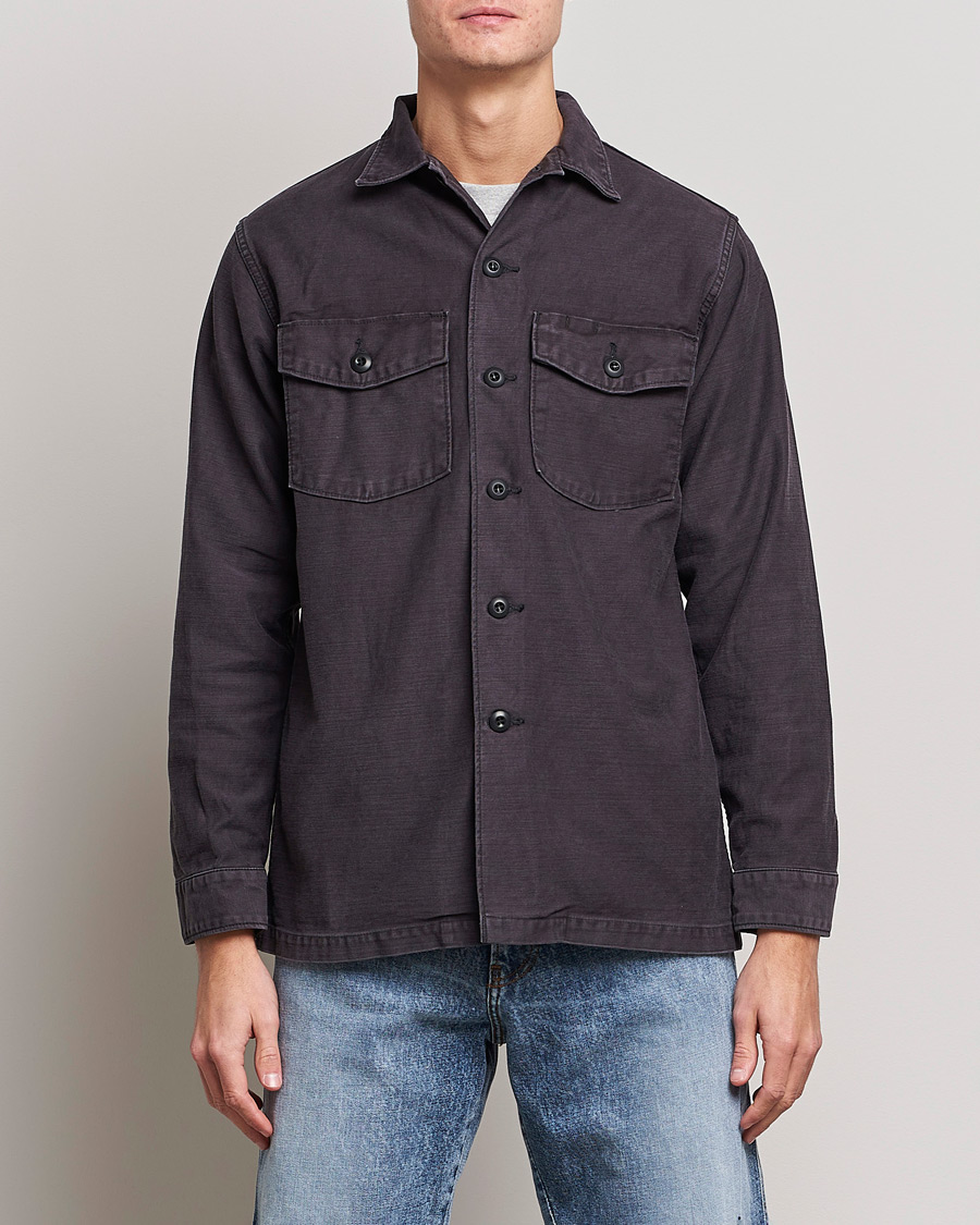 Men | Shirts | orSlow | Cotton Sateen US Army Overshirt Black