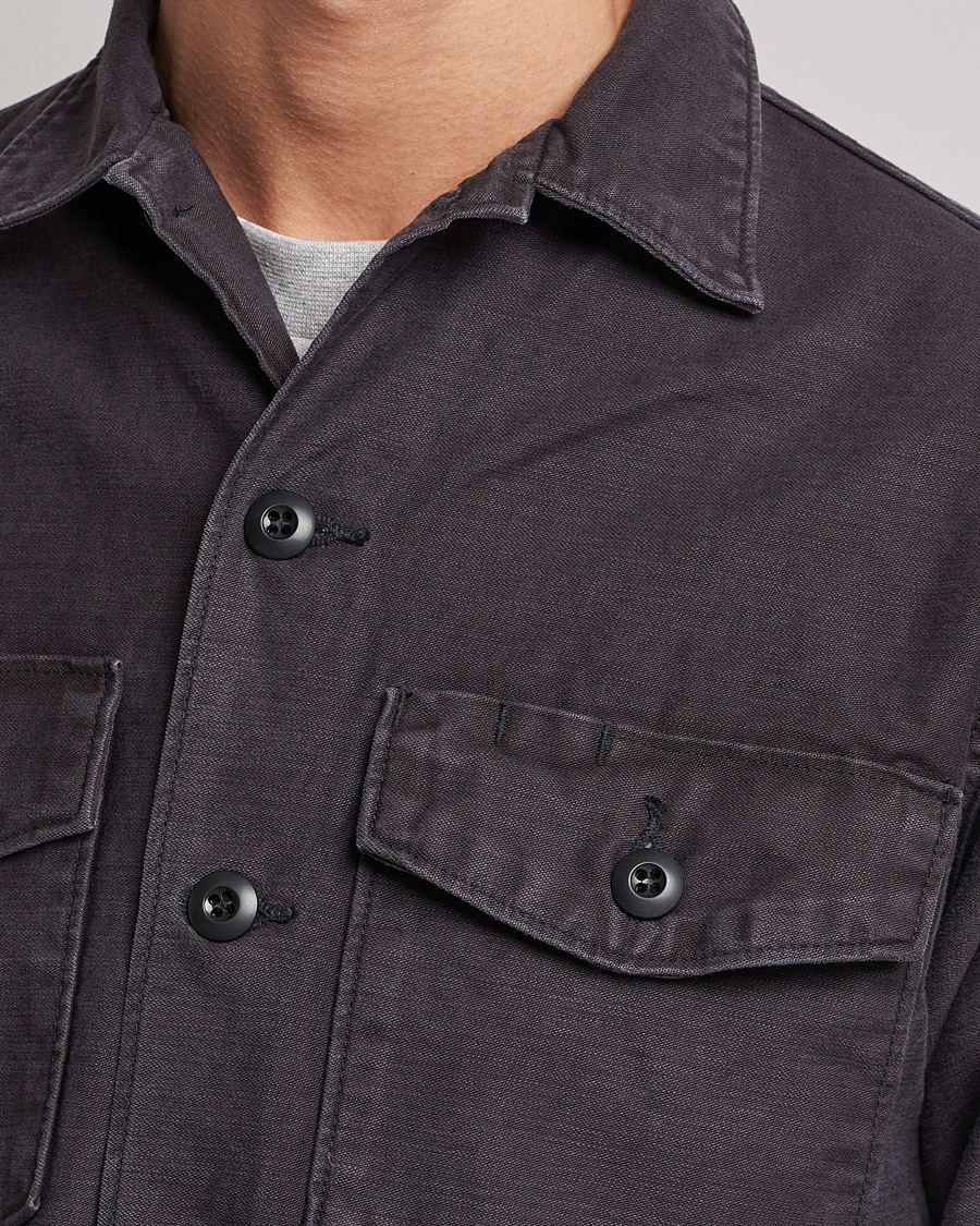 Men | Shirts | orSlow | Cotton Sateen US Army Overshirt Black