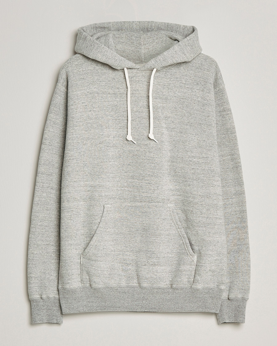 Men | Sweaters & Knitwear | orSlow | Loop Wheel Hooded Sweatshirt Heather Grey