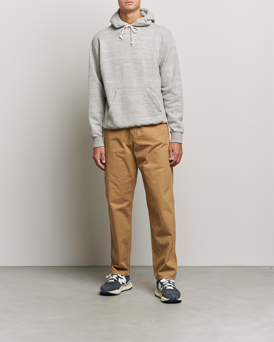 Men | Sweaters & Knitwear | orSlow | Loop Wheel Hooded Sweatshirt Heather Grey