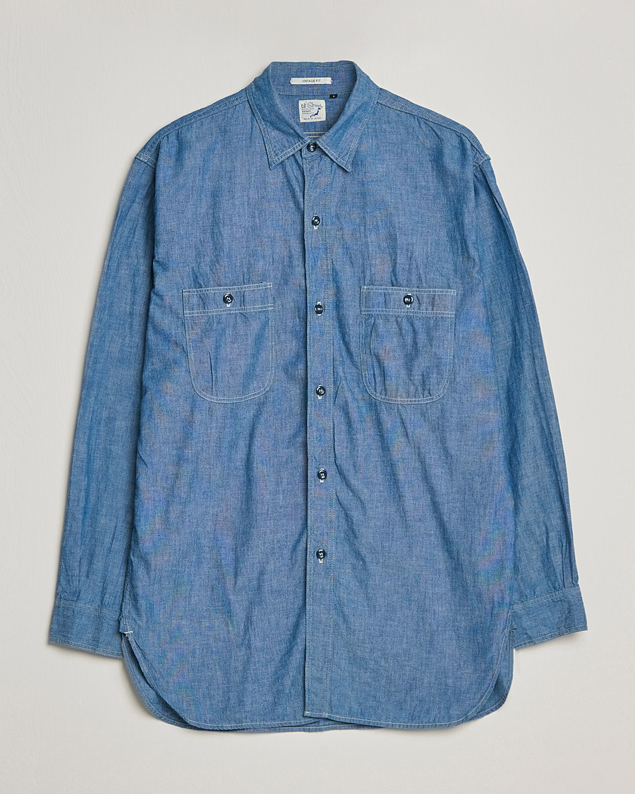 Men |  | orSlow | Chambray Work Shirt Light Blue