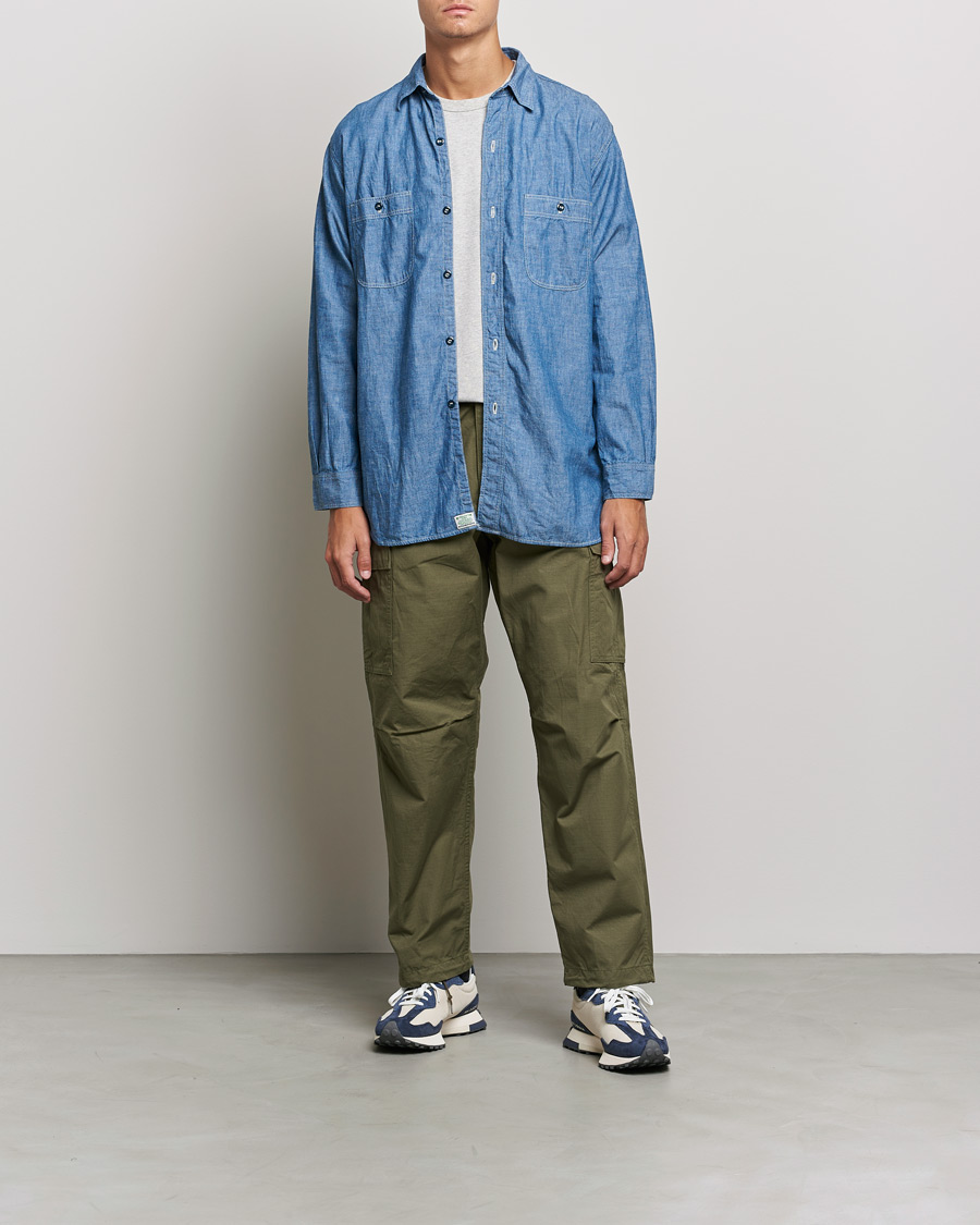 Men | Shirts | orSlow | Chambray Work Shirt Light Blue