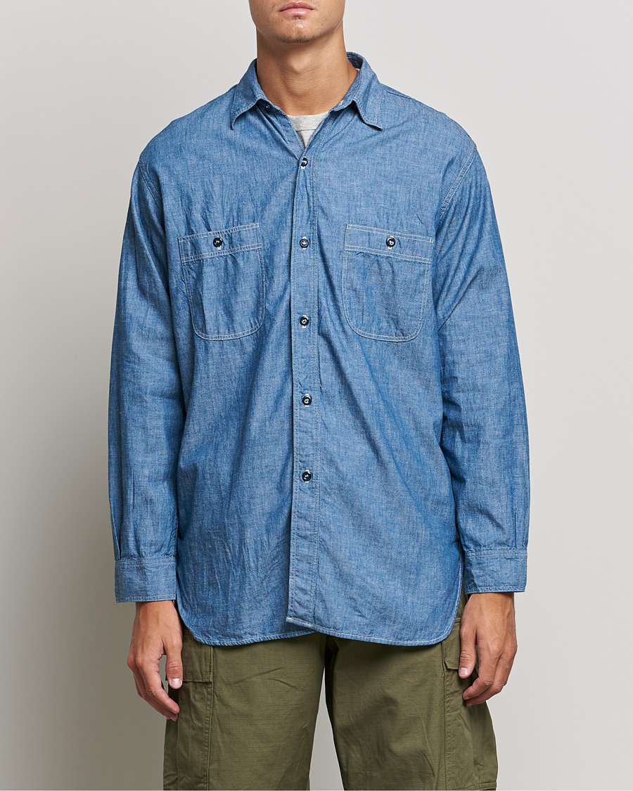 Men | Shirts | orSlow | Chambray Work Shirt Light Blue