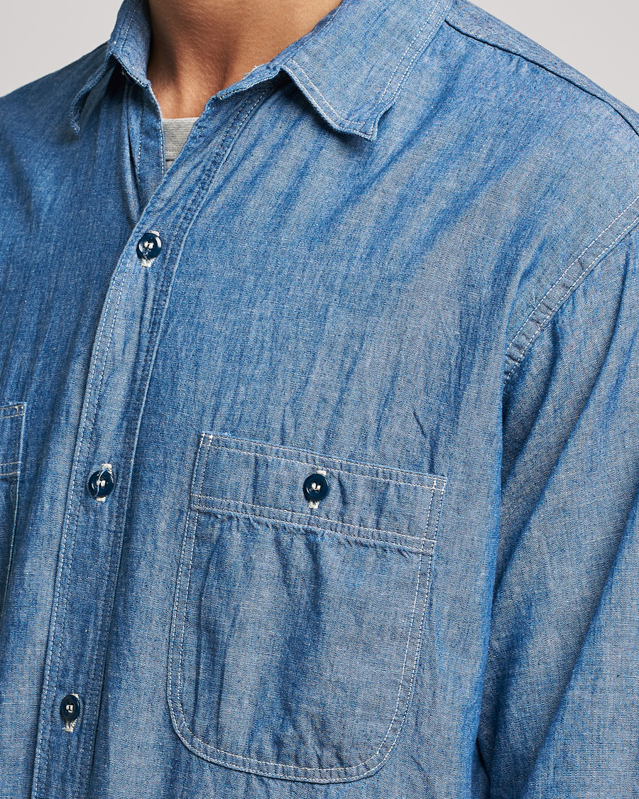 Men | Shirts | orSlow | Chambray Work Shirt Light Blue