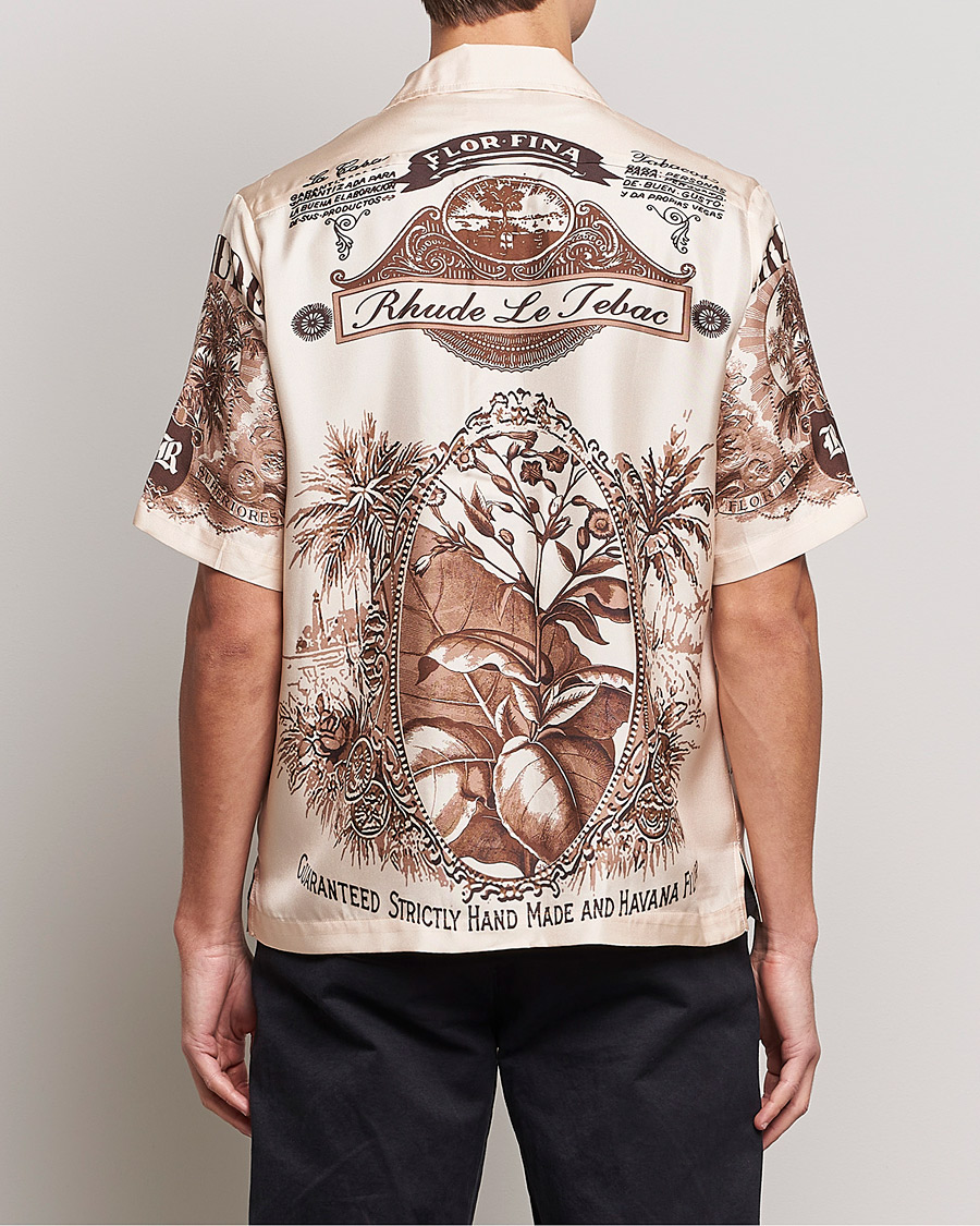 Men | Shirts | Rhude | Silk Cigar Short Sleeve Shirt Brown/Cream