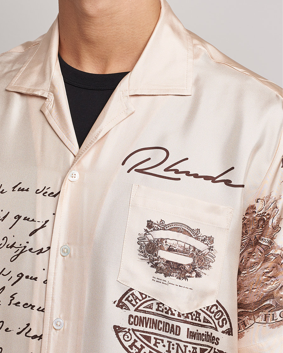 Men | Shirts | Rhude | Silk Cigar Short Sleeve Shirt Brown/Cream