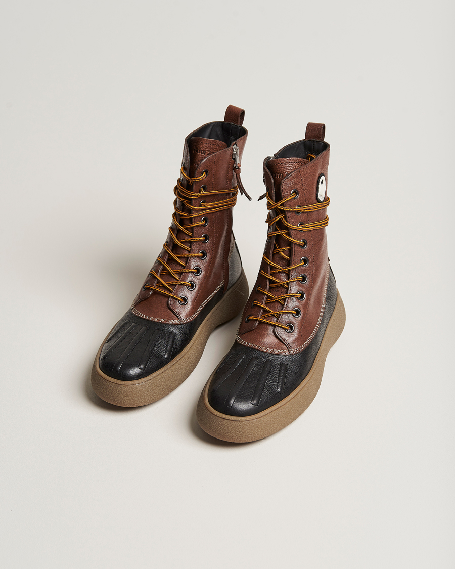 Men | Luxury Brands | Moncler Genius | 8 Palm Angels Winter Gommino Leather Boots Dark Brown