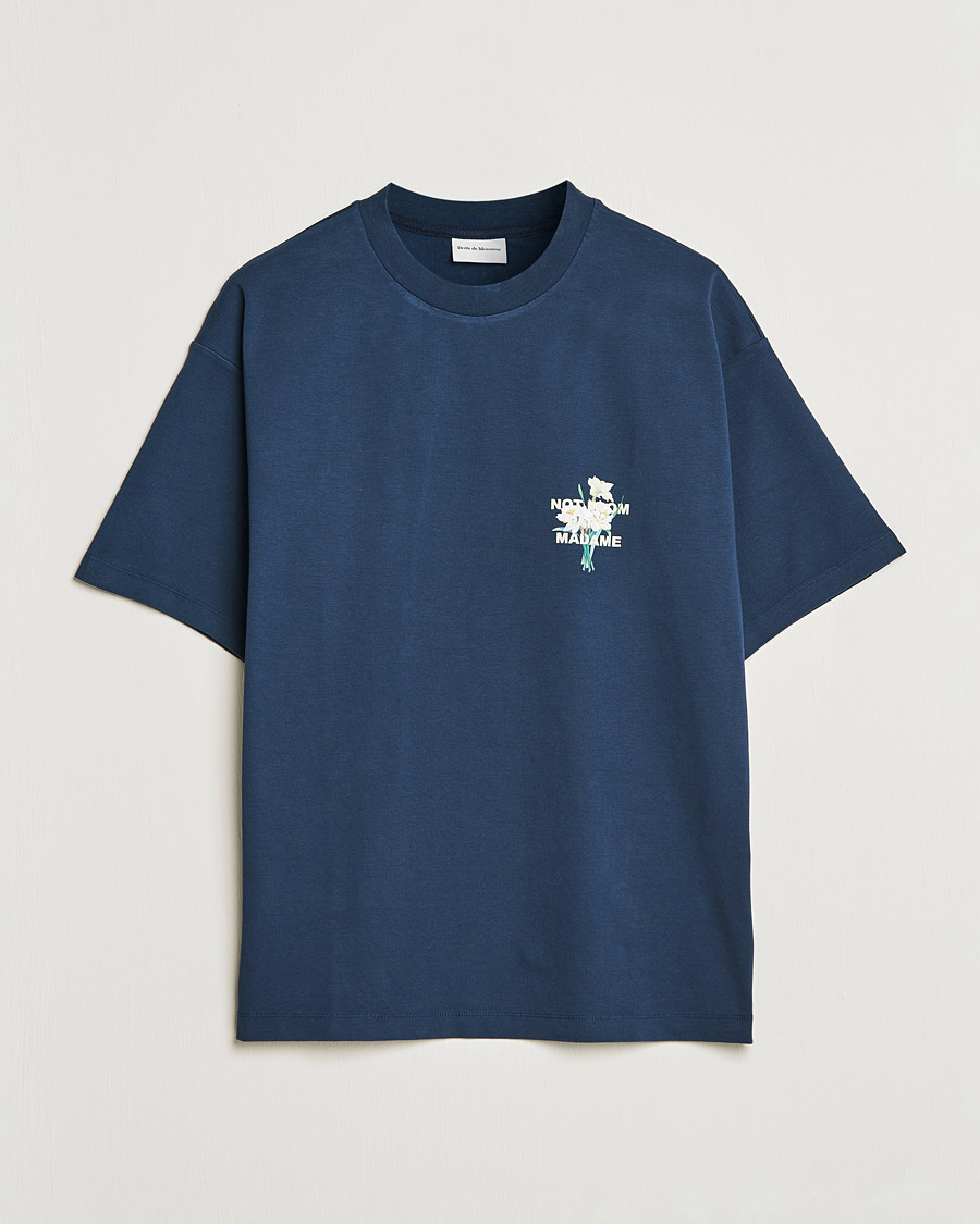 Men | T-Shirts | Drôle de Monsieur | Fleur Slogan T-Shirt Navy
