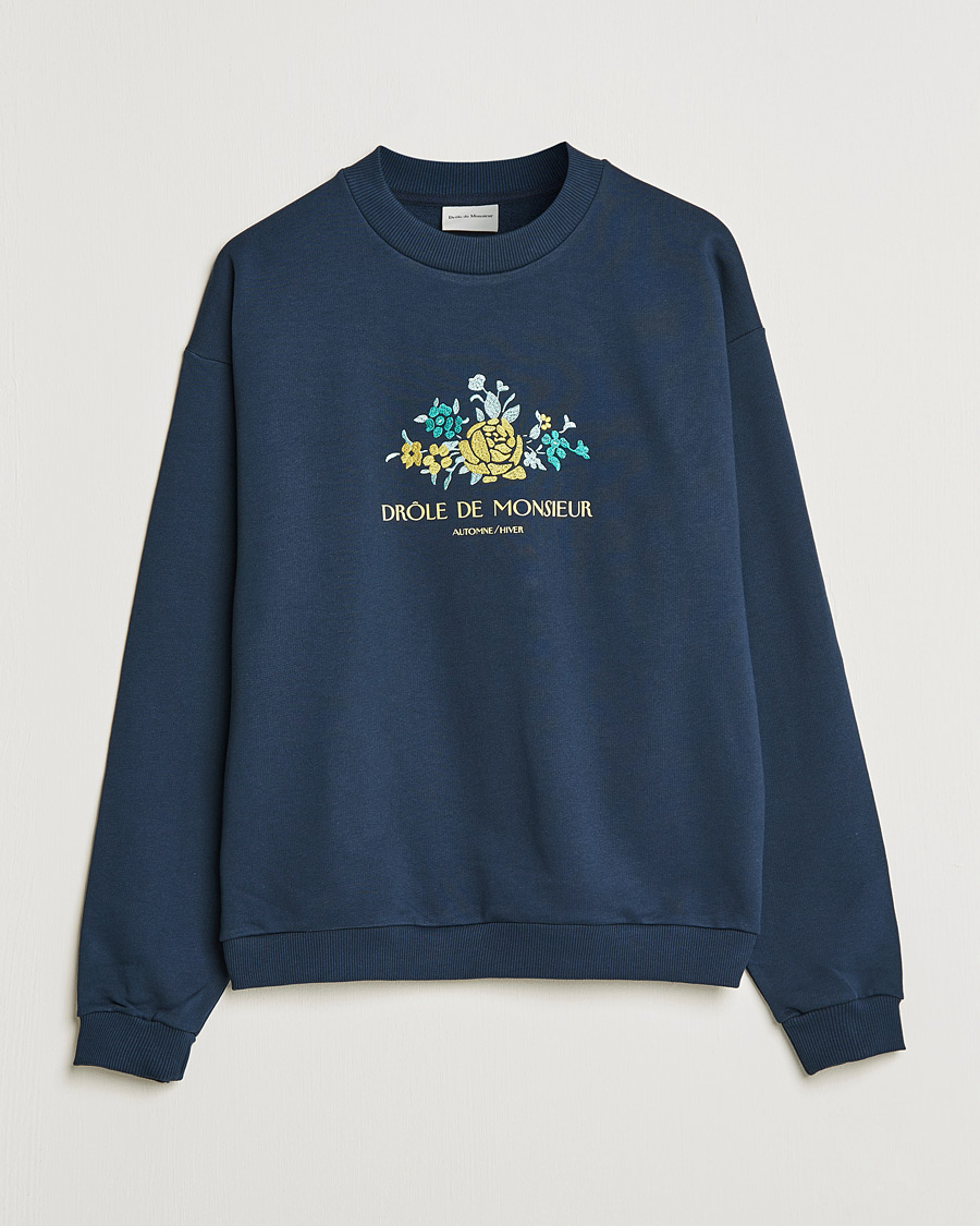 Men | Sweaters & Knitwear | Drôle de Monsieur | Fleur Sweatshirt Navy