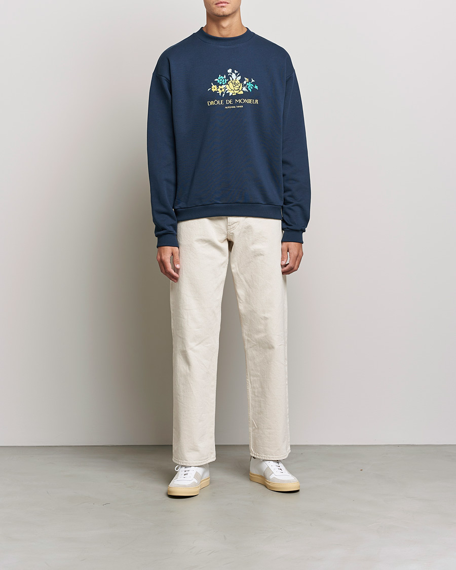 Men | Sweaters & Knitwear | Drôle de Monsieur | Fleur Sweatshirt Navy
