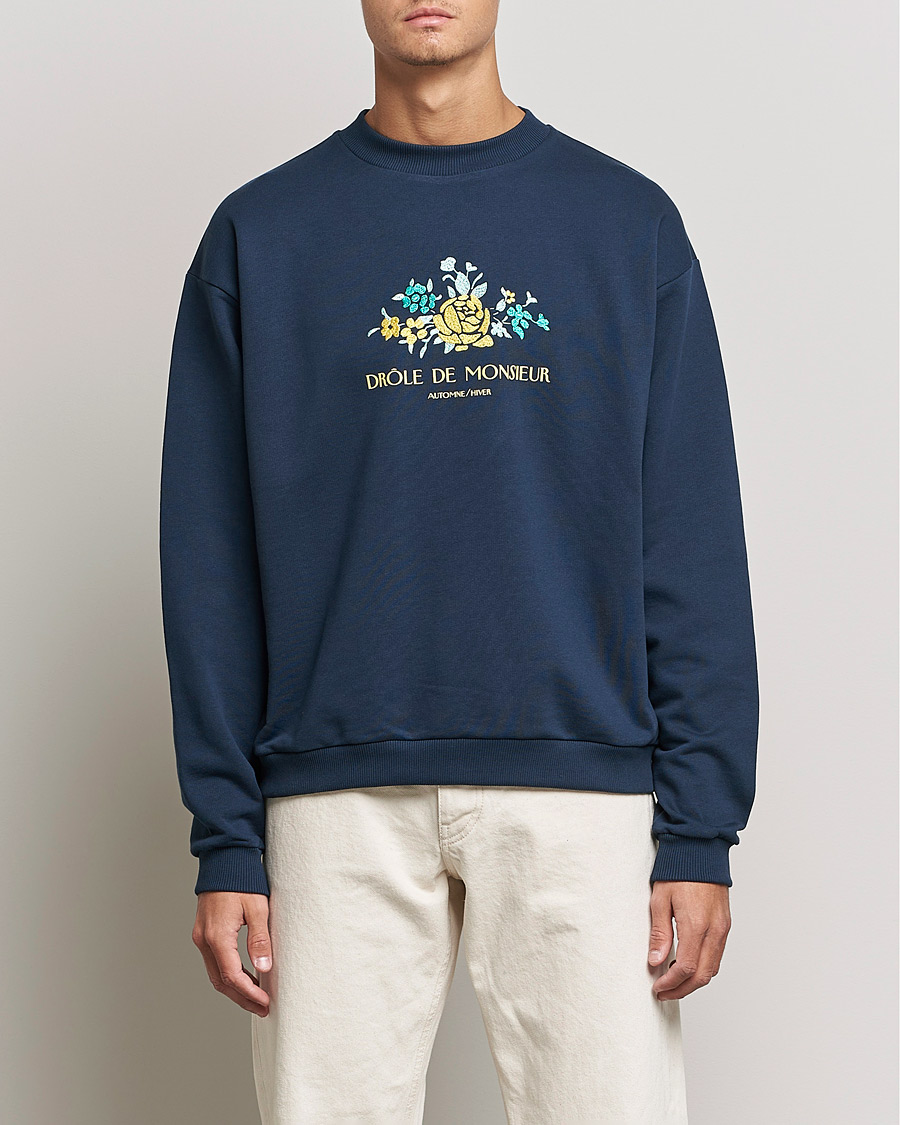 Men | Sweaters & Knitwear | Drôle de Monsieur | Fleur Sweatshirt Navy