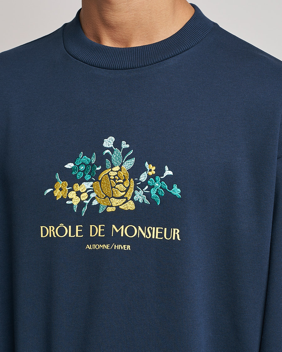 Men | Sweaters & Knitwear | Drôle de Monsieur | Fleur Sweatshirt Navy
