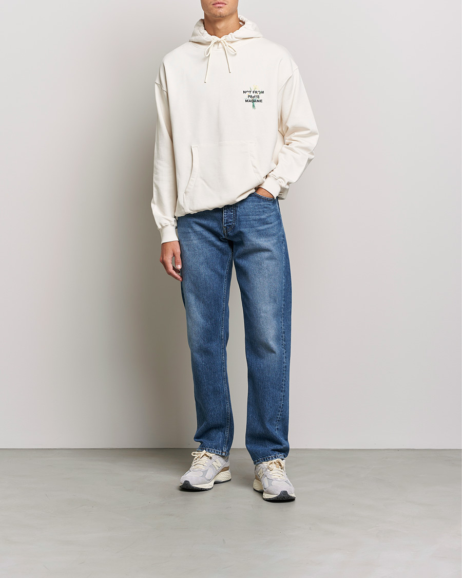 Men | Sweaters & Knitwear | Drôle de Monsieur | Fleur Slogan Hoodie Off White