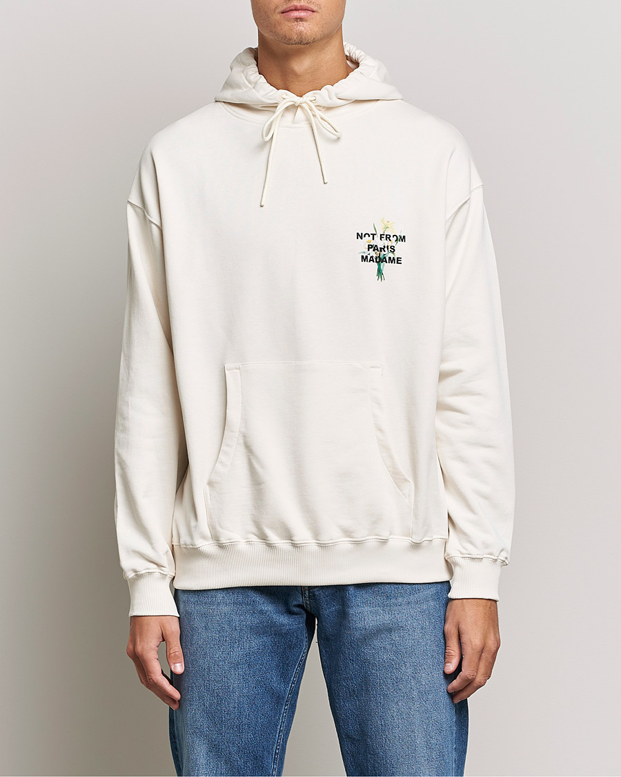 Men | Sweaters & Knitwear | Drôle de Monsieur | Fleur Slogan Hoodie Off White