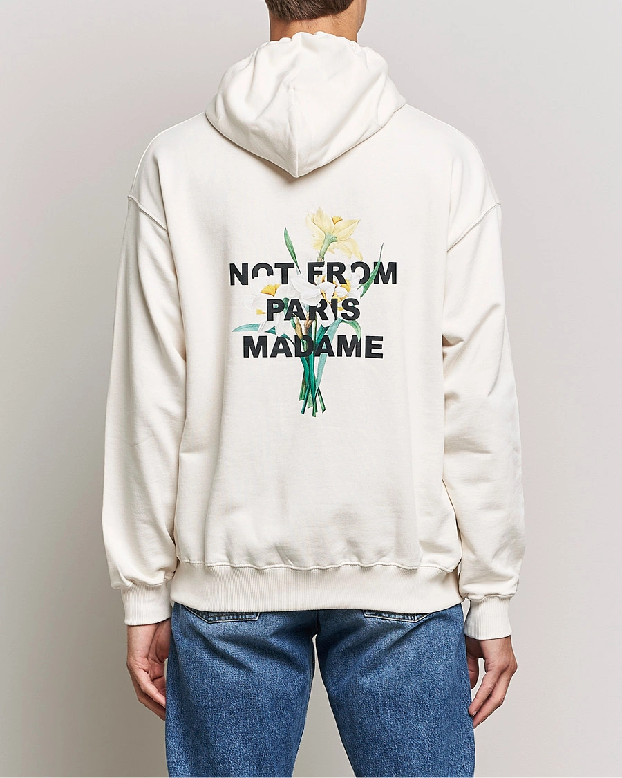 Men | Sweaters & Knitwear | Drôle de Monsieur | Fleur Slogan Hoodie Off White