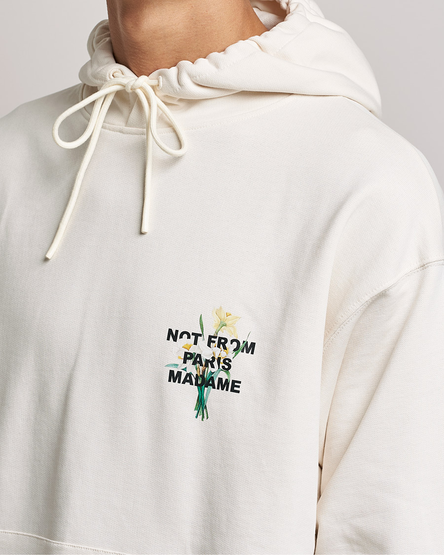 Men | Sweaters & Knitwear | Drôle de Monsieur | Fleur Slogan Hoodie Off White