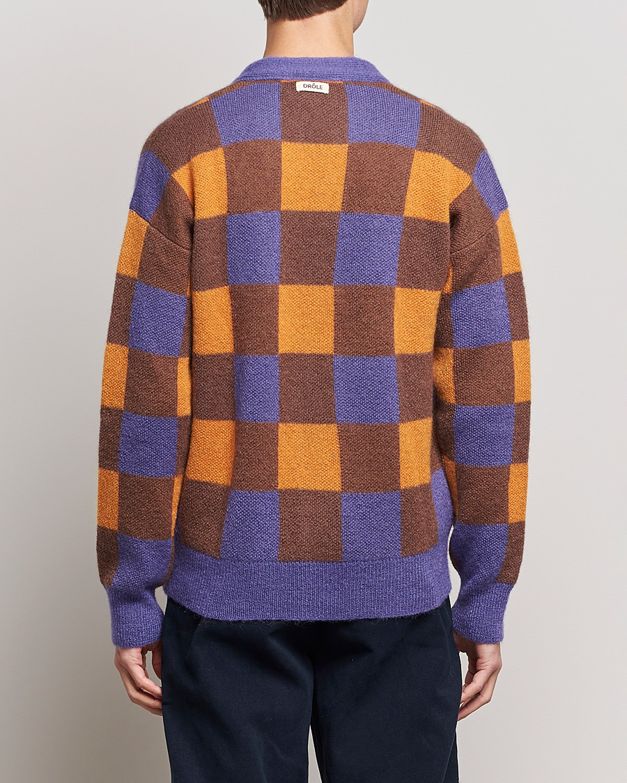 Men | Sweaters & Knitwear | Drôle de Monsieur | Le Cardigan Mohair Purple/Orange