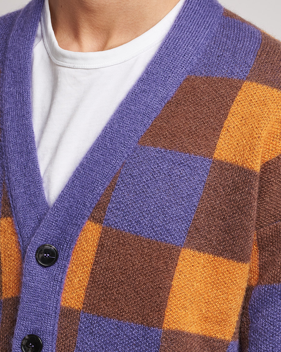 Men | Sweaters & Knitwear | Drôle de Monsieur | Le Cardigan Mohair Purple/Orange
