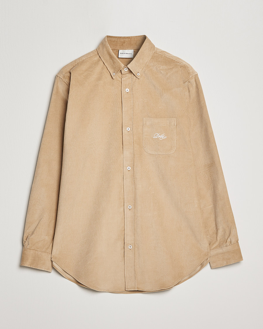 Men | Shirts | Drôle de Monsieur | Corduroy Oversize Shirt Beige
