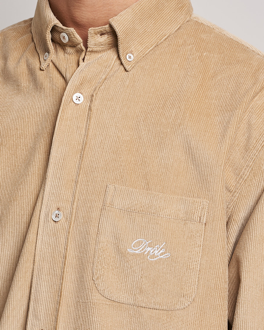 Men | Shirts | Drôle de Monsieur | Corduroy Oversize Shirt Beige