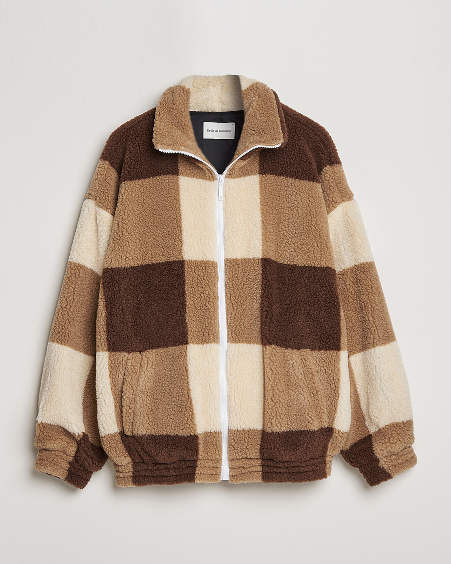 Men | Coats & Jackets | Drôle de Monsieur | Teddy Fleece Jacket Brown/Beige