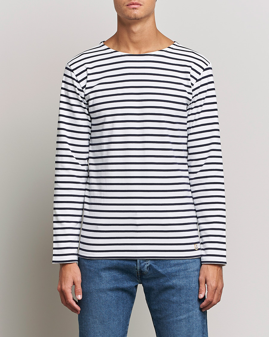 Men | Long Sleeve T-shirts | Armor-lux | Houat Héritage Stripe Long Sleeve T-Shirt White/Navy