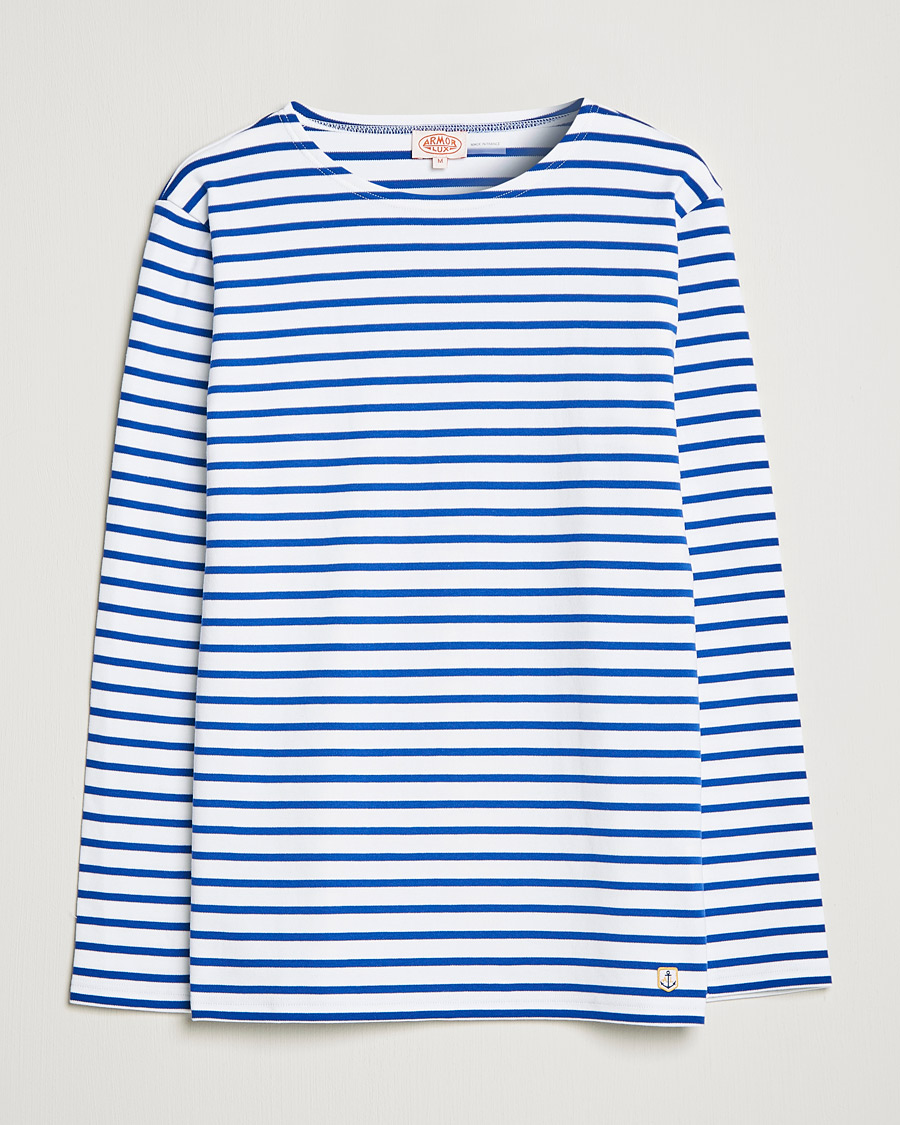 Men | T-Shirts | Armor-lux | Houat Héritage Stripe Long Sleeve T-Shirt White/Blue