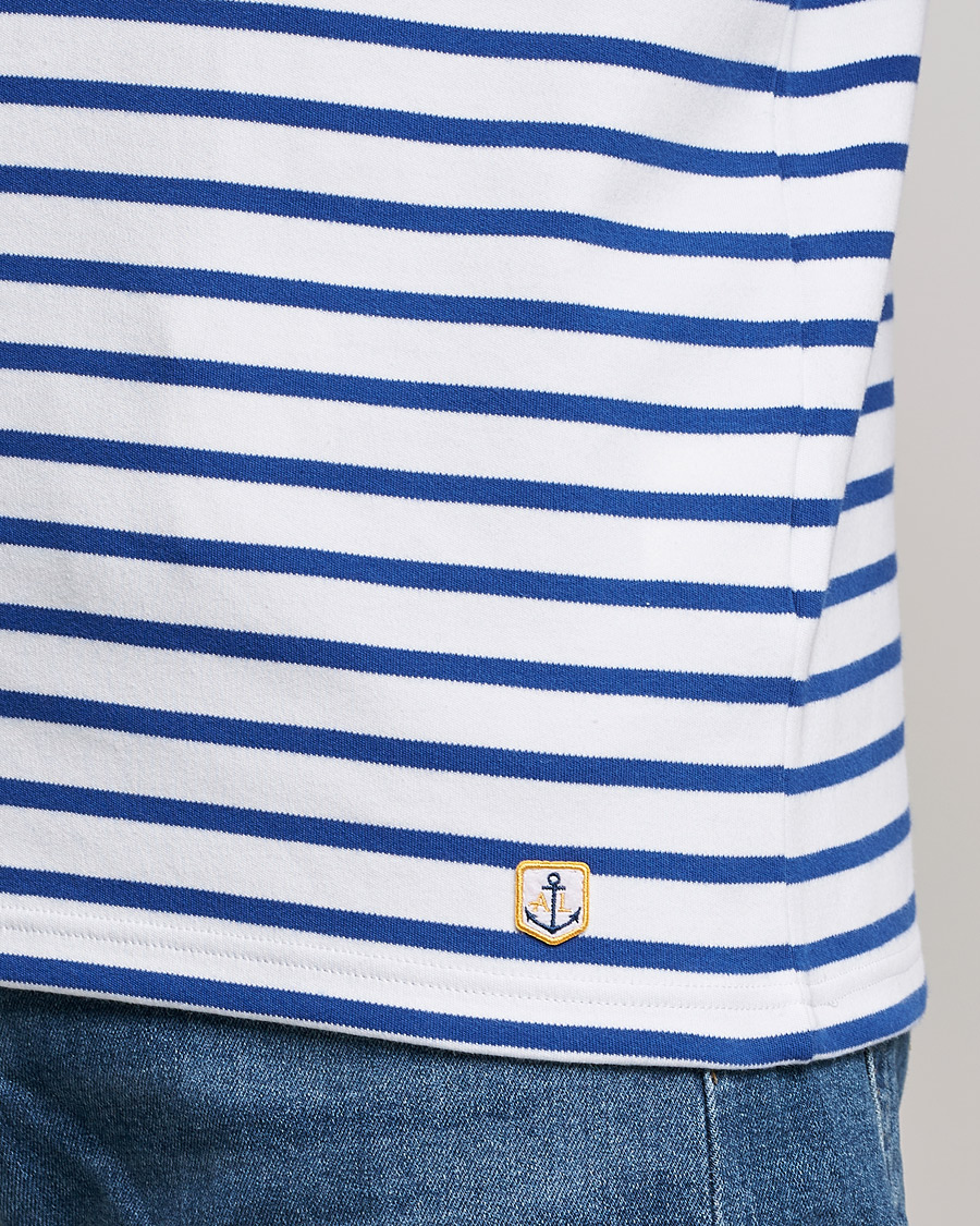 Men | T-Shirts | Armor-lux | Houat Héritage Stripe Long Sleeve T-Shirt White/Blue