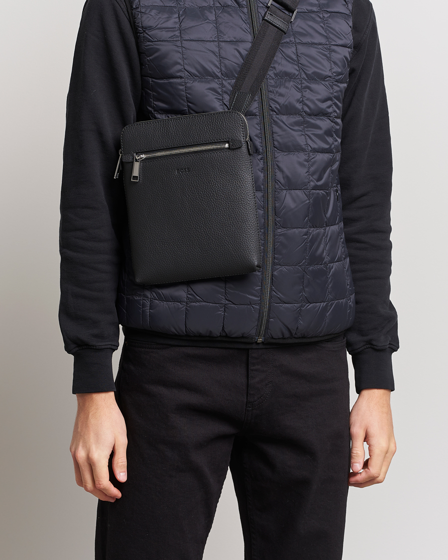 Men | Shoulder Bags | BOSS BLACK | Crosstown Leather Bag Black