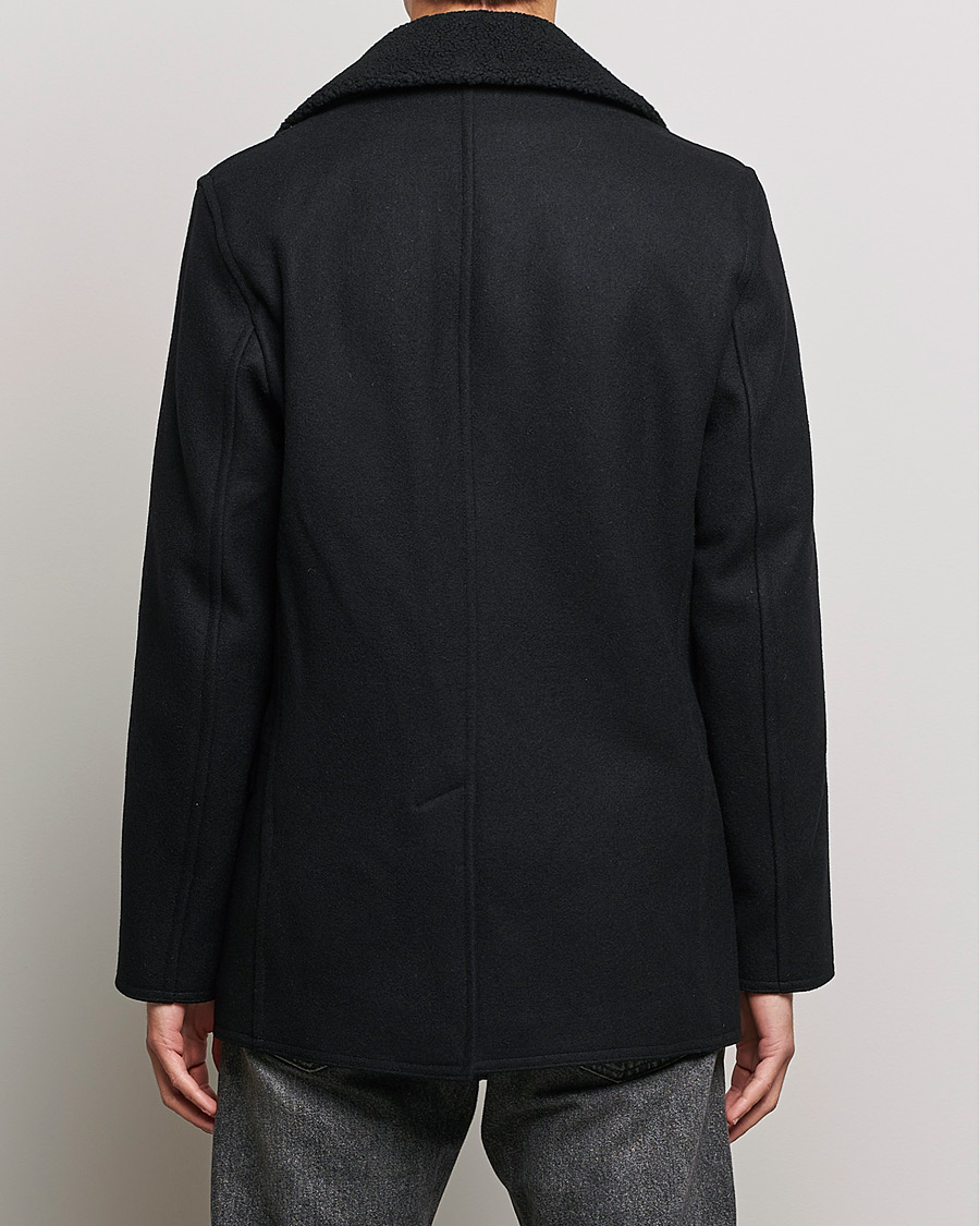 Men | Coats & Jackets | Gloverall | Churchill Reefer Shearling Peacoat Black