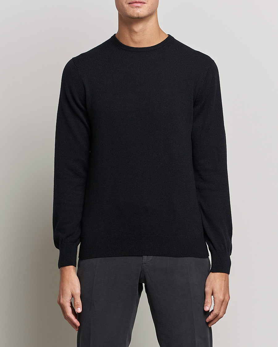 Men | Cashmere sweaters | Piacenza Cashmere | Cashmere Crew Neck Sweater Black