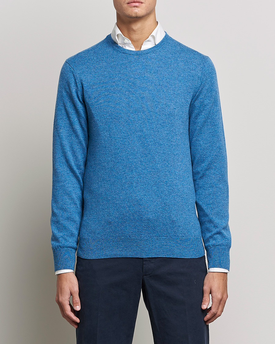 Men | Cashmere sweaters | Piacenza Cashmere | Cashmere Crew Neck Sweater Light Blue